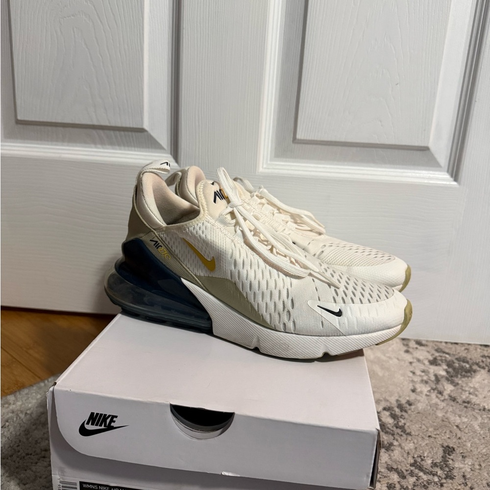 Nike Men’s Air Max 270 Casual Sneakers in Cream/Gold